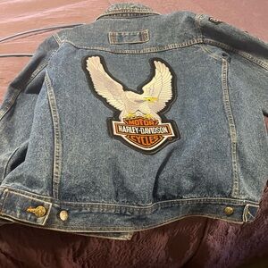HARLEY DAVIDSON URBAN SELECTION XL Denim JEAN JACKET WITH PATCHES